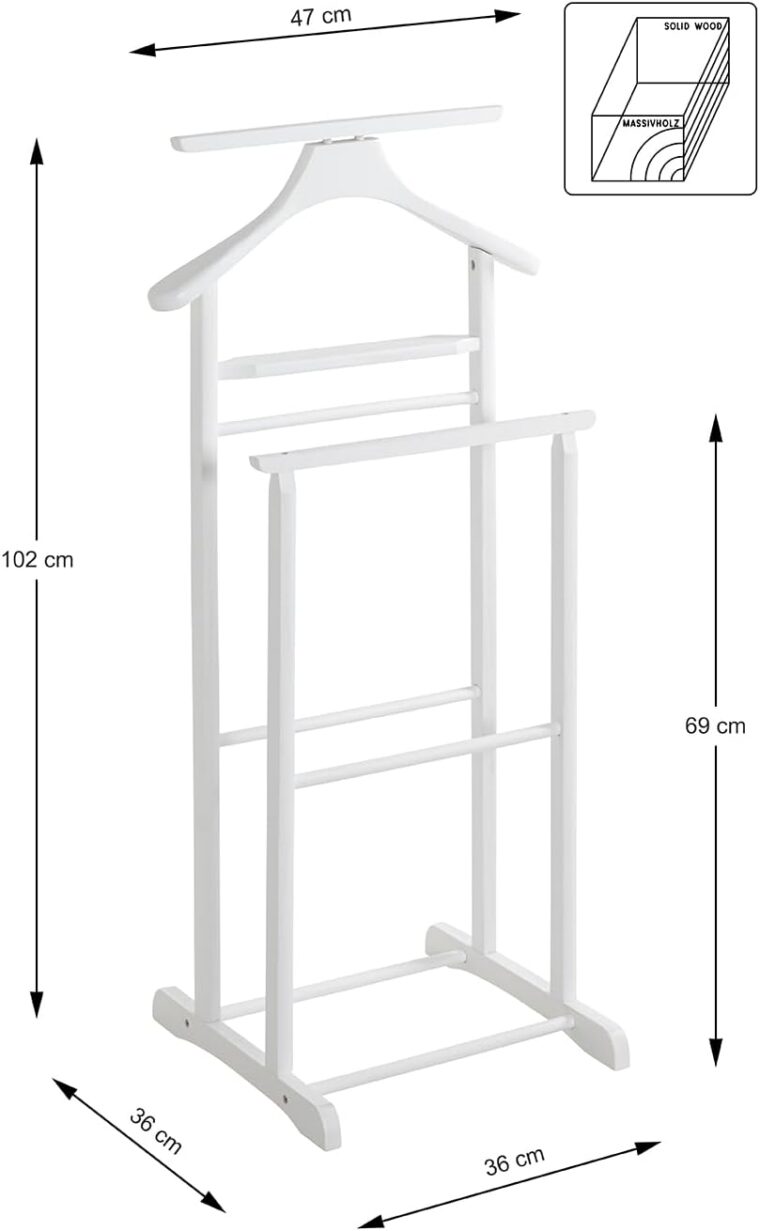 HAKU Möbel aparcacoches blanco, blanco, Madera maciza - Dim.: AN 47 cm x AL 102 cm x P 36 cm, Estilo: Tradicional - Image 2